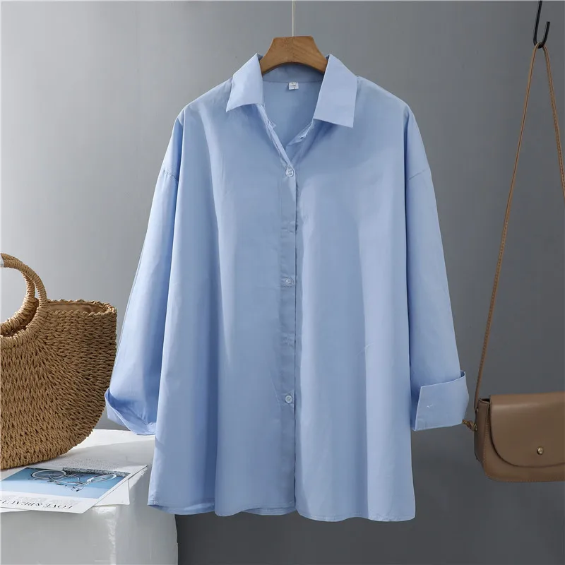 

Yitimoky Women Button Up Shirt Long Sleeve Blouse Cotton Office Lady Fashion size Pink White Blue Tops Fashion Clothes New