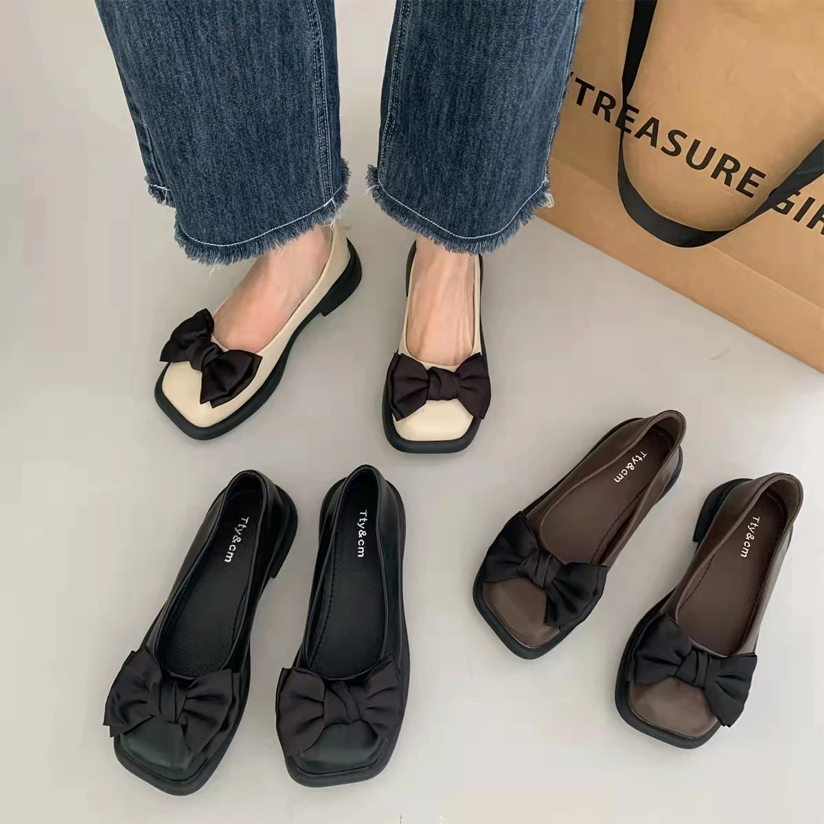 

Кроссовки женские из экокожи, базовая обувь с резиновым верхом, низкие, с узелком-бабочкой, в римском стиле, ретро, весна-лето 2022