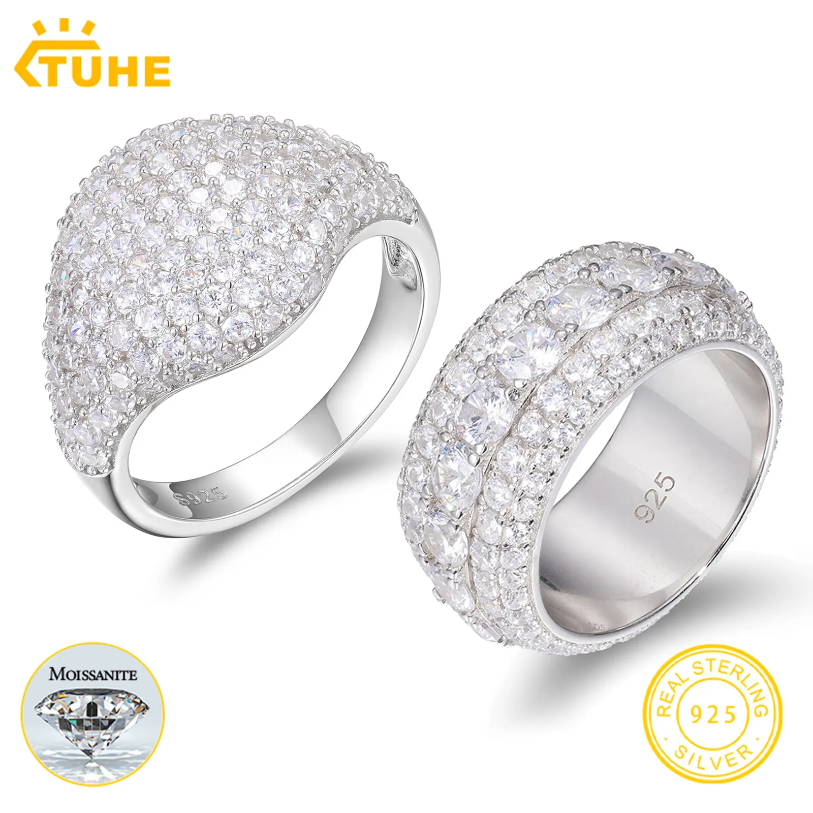 Кольца унисекс из серебра пробы с муассанитом