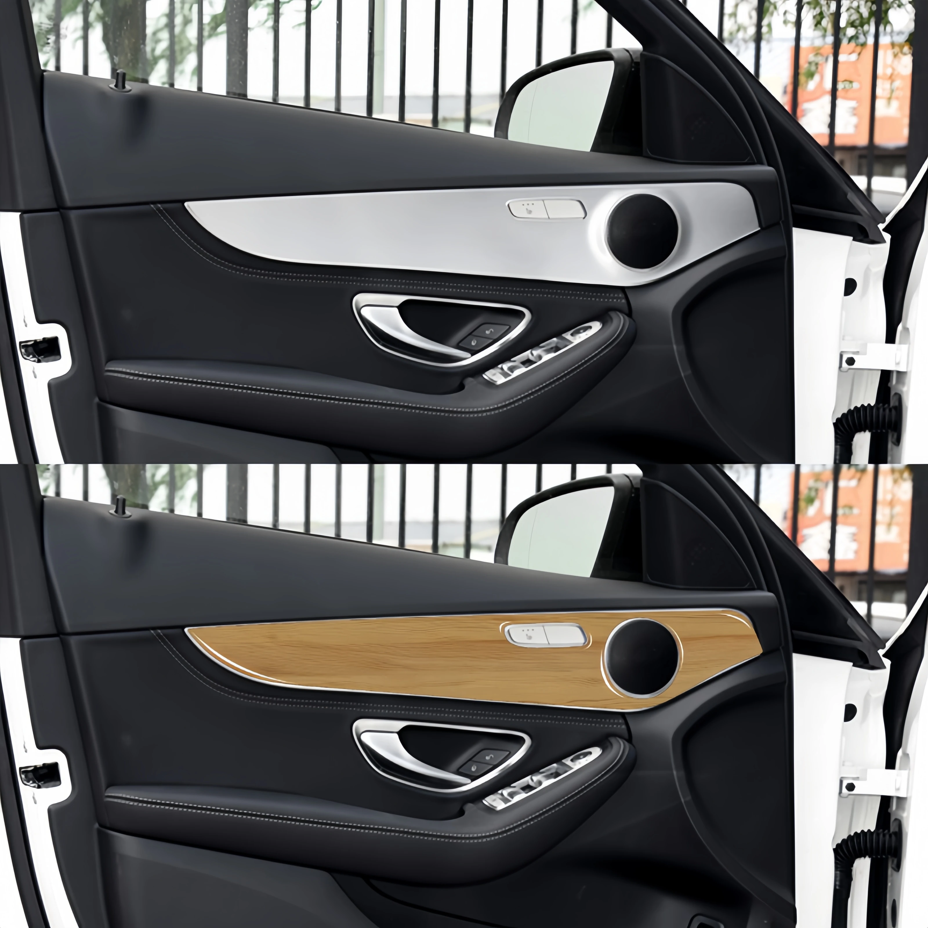 Для Mercedes W205 Benz GLC C Class 2014-2020 отделка для боковой двери под дерево полоса наклейка