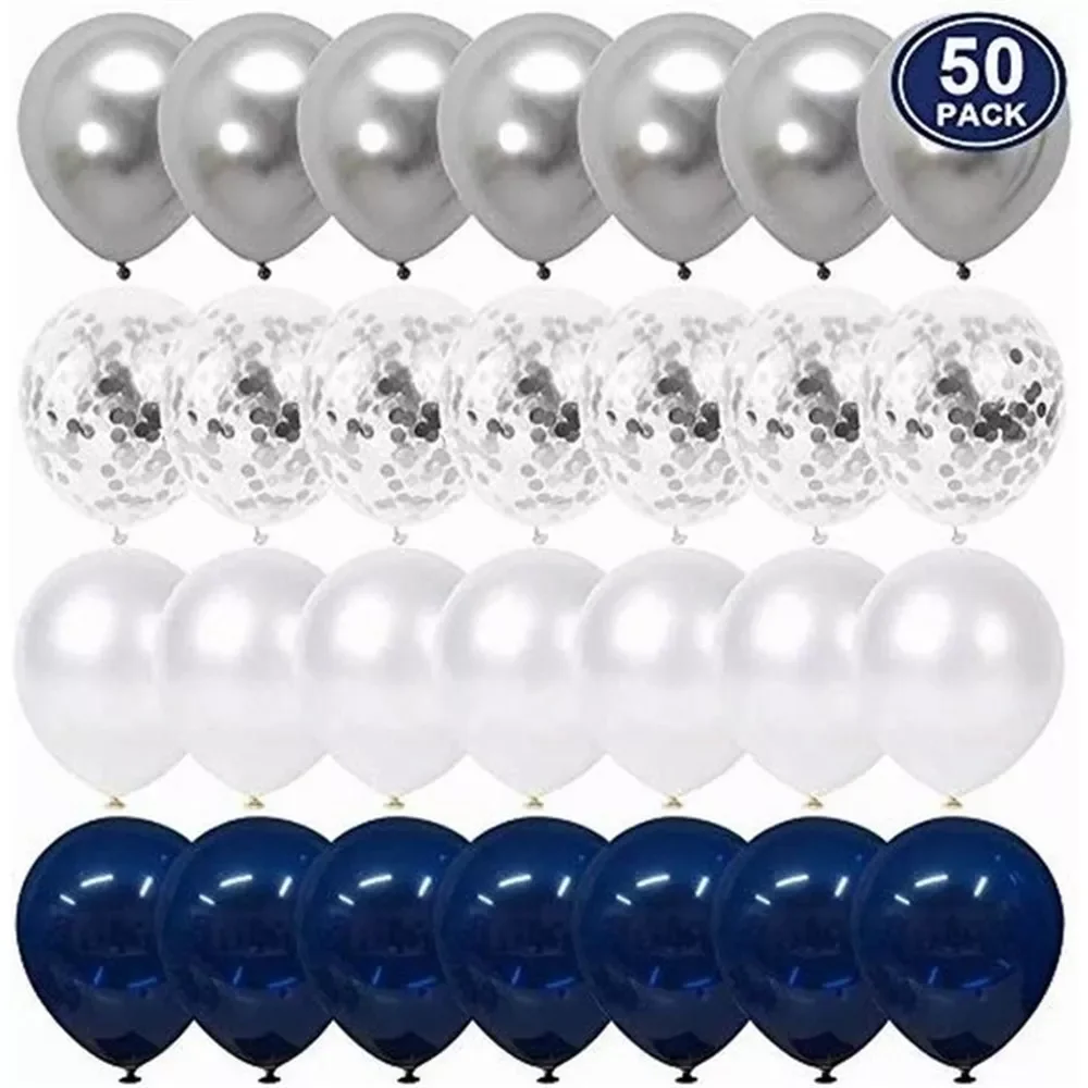 

50pcs 12 inch Metallic Gold White Pearl Balloons Baby Shower Wedding Birthday Party Navy Blue Gold Confetti Ballon Decor Kid