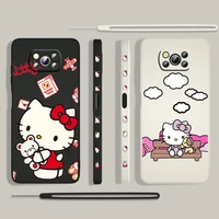 anime hello kitty girl for xiaomi poco x3 pro nfc f3 gt m3 m4 c3 x2 mi 11t 10t lite 5g liquid left rope phone case capa cover