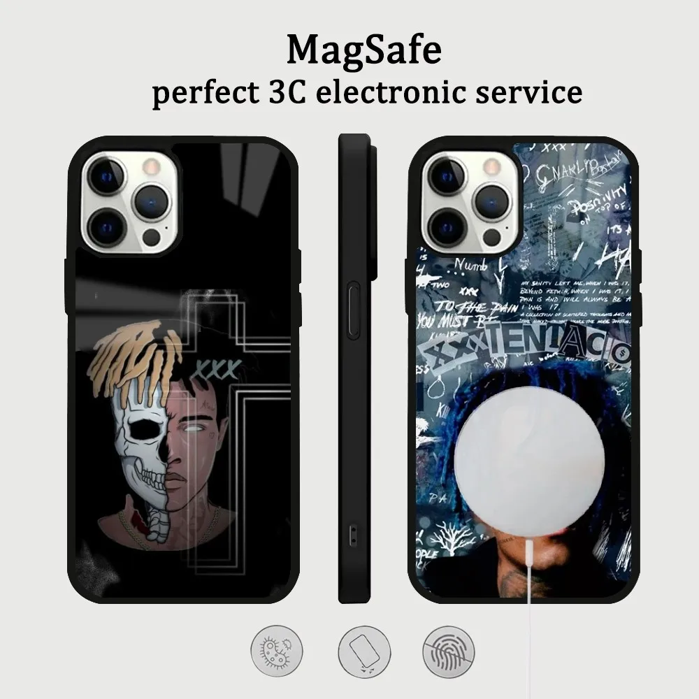 Чехол для телефона Rapper X-XXX-TENTACIONS IPhone 16 15 14 13 12 11 Pro Max Plus Mini Magsafe Mirror беспроводной