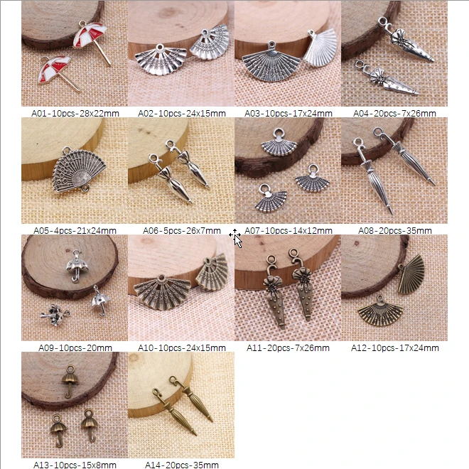 

New Arrival Umbrella Fan Charms For Jewelry Making Gifts For Women