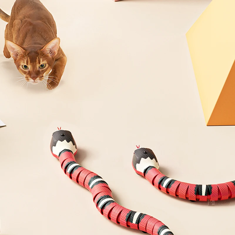 Smart Sensing Snake Cat Toys Interactive Automatic Eletronic Snake Cat Teaser USB Charging Pet Cat Accessories For Kids Toys