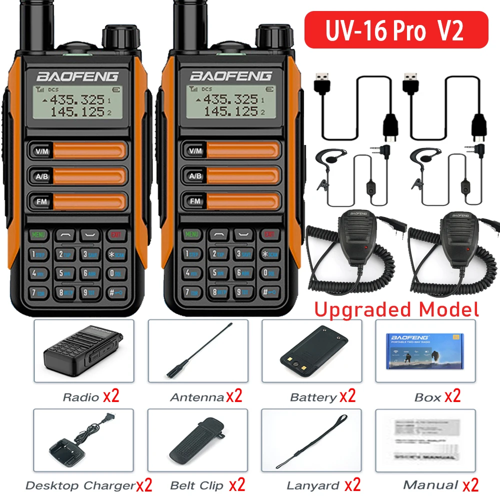 

UV-16 PRO 10W High Power Walkie Talkie UV16Pro Support Type-C Charger 50KM Long Range Radio Upgrade UV5R UV10R
