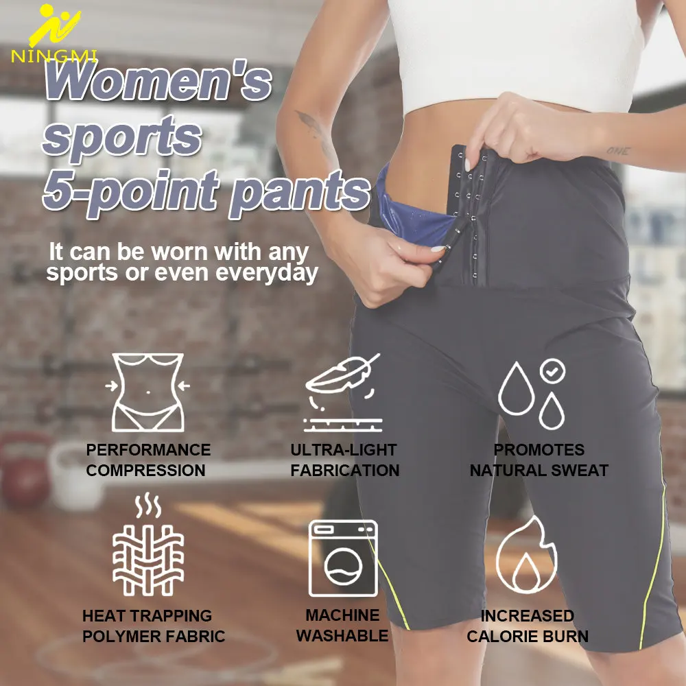 NINGMI Sauna Shorts for Women Weight Loss Pants Hot Sweat Sportwear Fitness Fat Burning Slimming Ladies Body Shaper Workout Gym