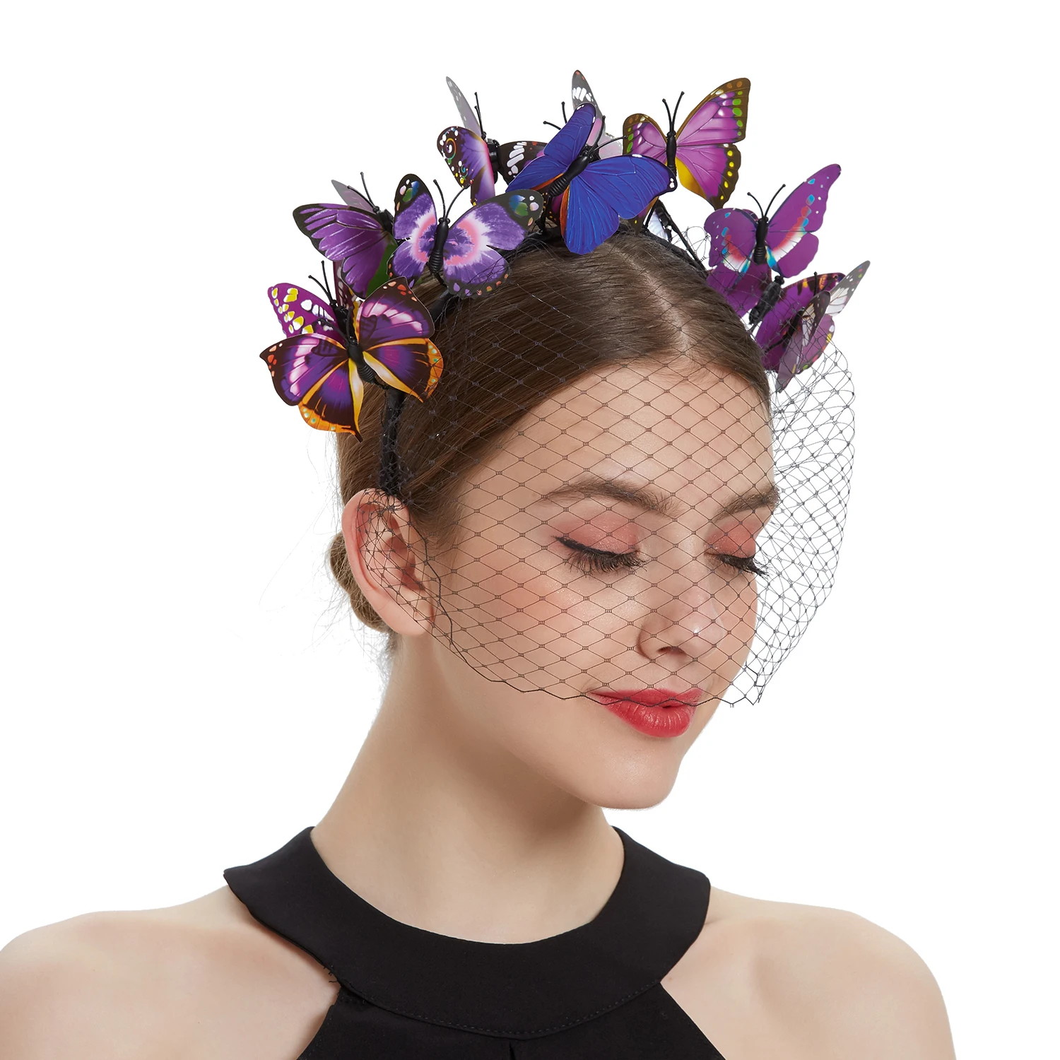 

Самая популярная шляпа-Вуалетка в форме бабочки, модные свадебные аксессуары, заколки для волос для женщин