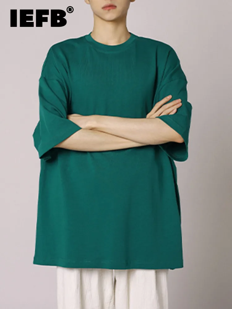 

Футболка IEFB мужская с круглым вырезом, простой стиль, однотонная Удобная Повседневная модная Свободная рубашка, весна-лето 2022