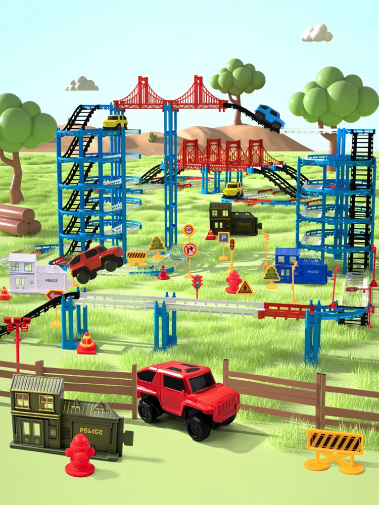 

Детский сборный гоночный трек игрушечный автомобиль набор железнодорожных электрических рельсов трек железной дороги DIY головоломка стро...