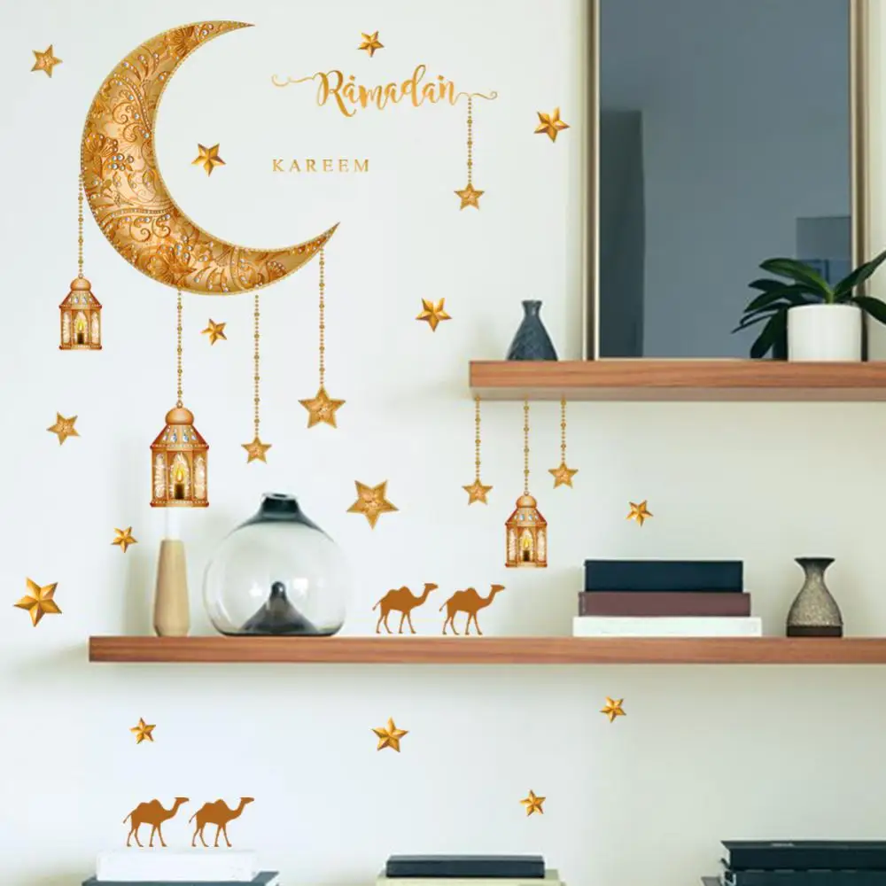 

Bedroom Living Room Wall Stickers Islam Muslim Party Favors Wall Decals Sticker Moon Star Eid Mubarak Home Wall Decals Removable