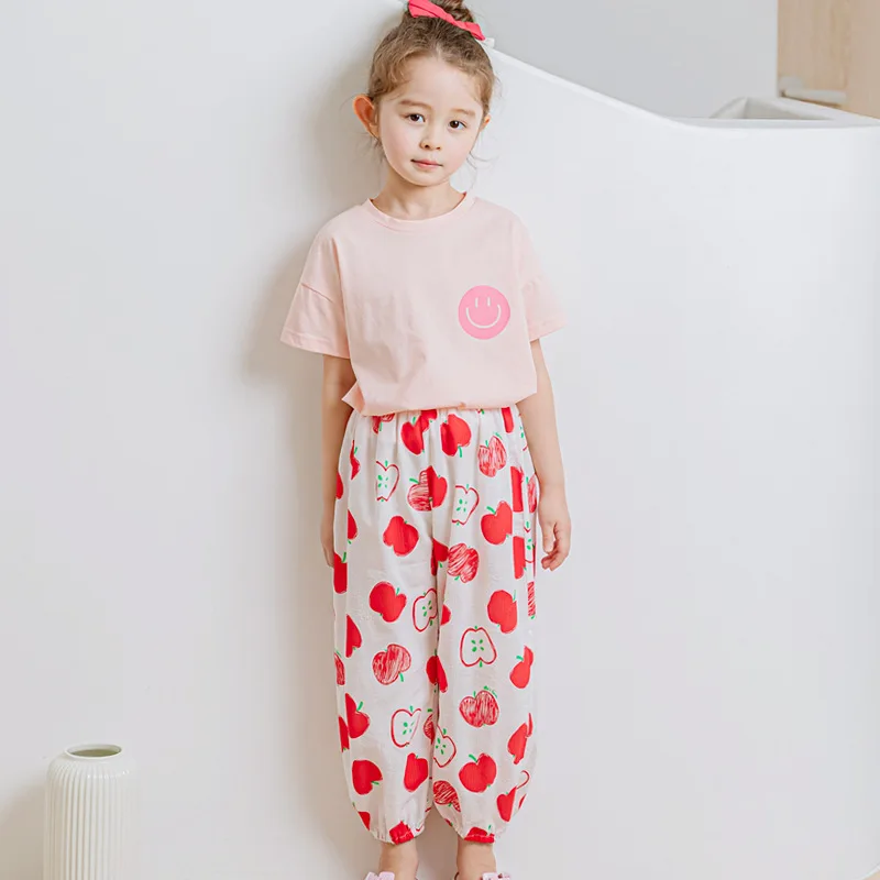 

BEBEZOO Kids Pajama Bottoms Boys Girls Summer Cotton Anti-mosquito Pants For Boys Baby Casual Floral Homewear Loose Trousers