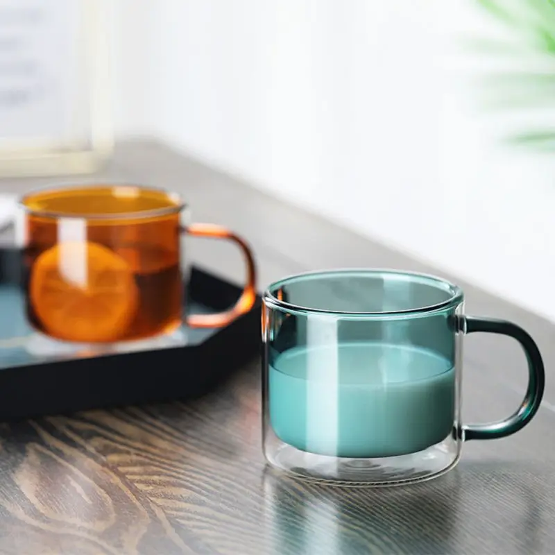 

250Ml Double Wall Glass with Handleshigh Borosilicate Tea Cup Brewing Mug Glass Transparent Espresso Cup Insulated Glass