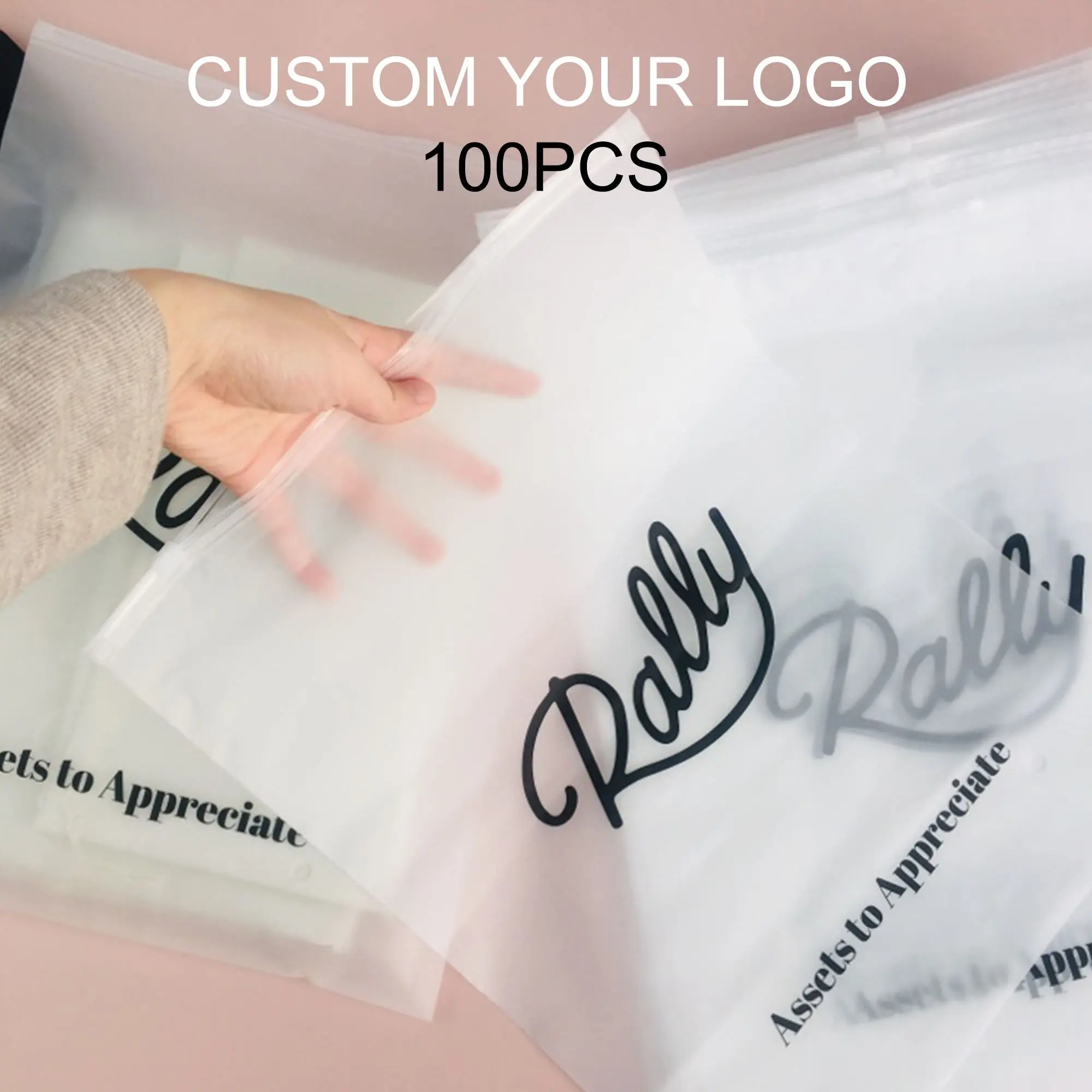 

100 200 300 400 500 PCS custom frosted zipper bags, clear zip lock bag, high quality clothes plastic bag, custom zip lock bag