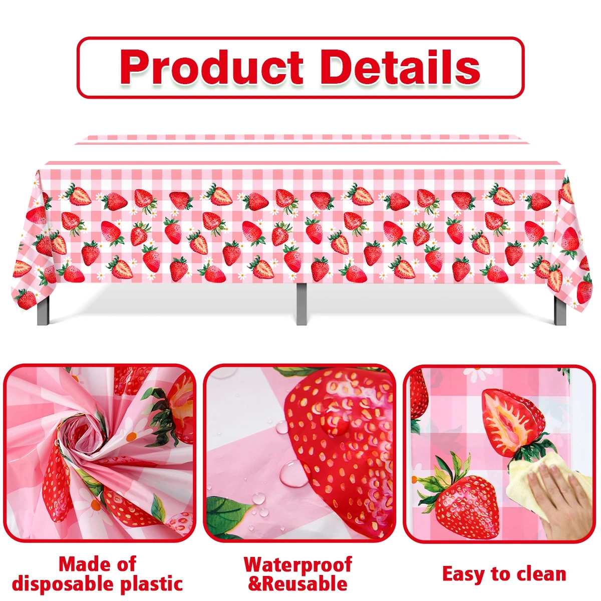 Скатерть с принтом клубники и маргариток