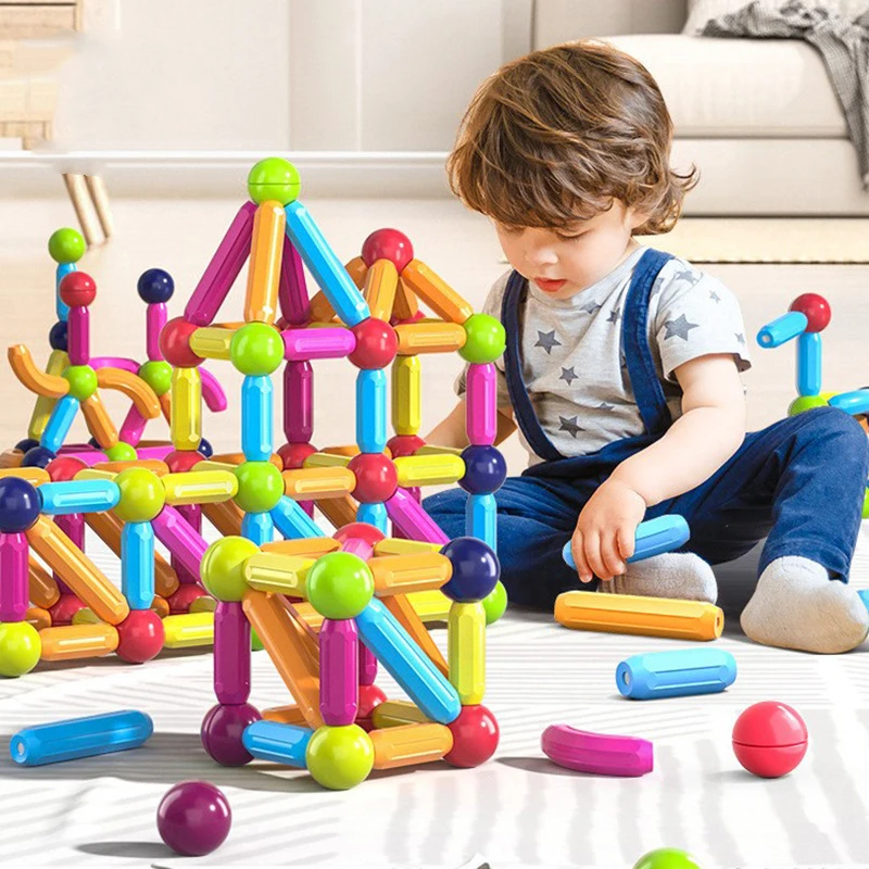 

Детский Магнитный Строительный набор, магнитные шарики, палочки, строительные блоки Монтессори, развивающие игрушки для детей, подарок