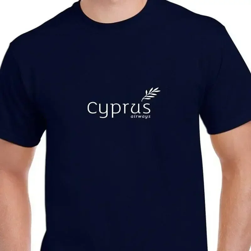 Фото Футболка из темно-синего хлопка с белым логотипом Cyprus Airways №1