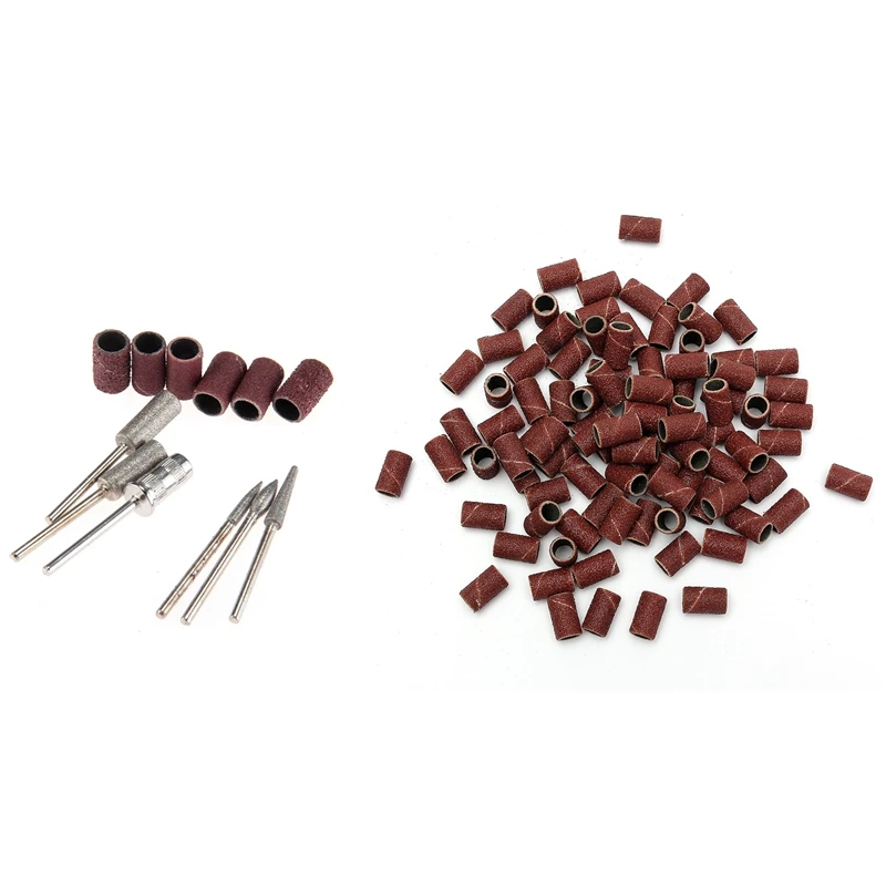 

6Pcs Nail Bits Set Sanding Band For Electric Nail File/Drill & 100 Pcs Nail Drill Sanding Band Machine Replacement Bits