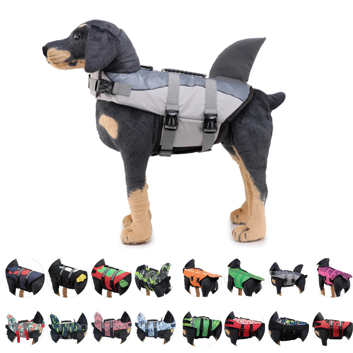 

Reflective Swimsuit Dog Life Vest Summer Shark Swimwear Pet Life Jacket Puppy Swimming Bathing Suit Outdoor Water Pool Clothes