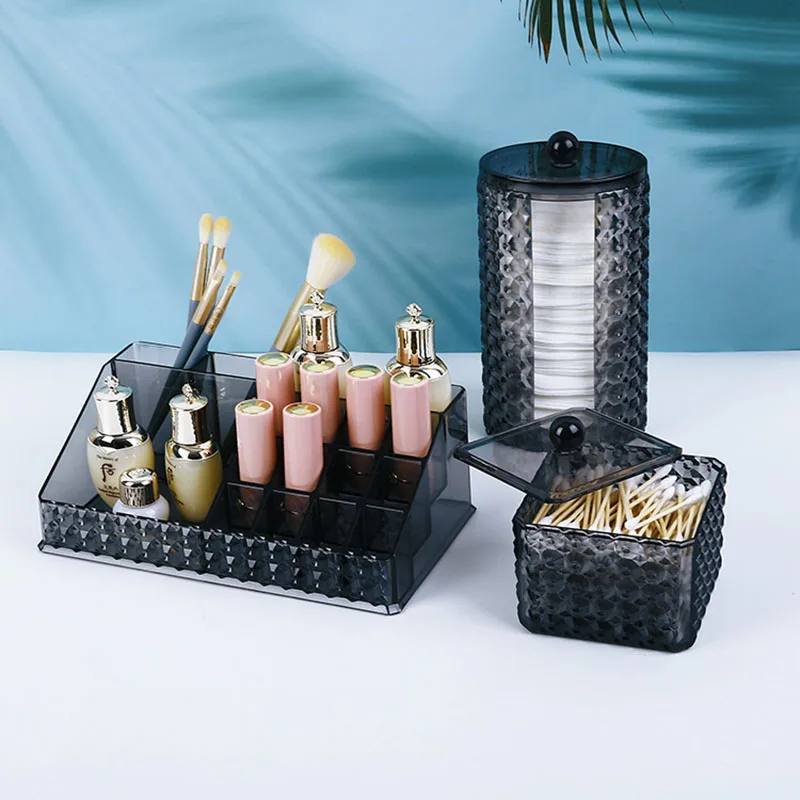 

Ins Cosmetic Storage Box Cotton Swab Container Cotton Pad Lipstick Jewelry Storage Box Brush Makeup Desktop Organizer