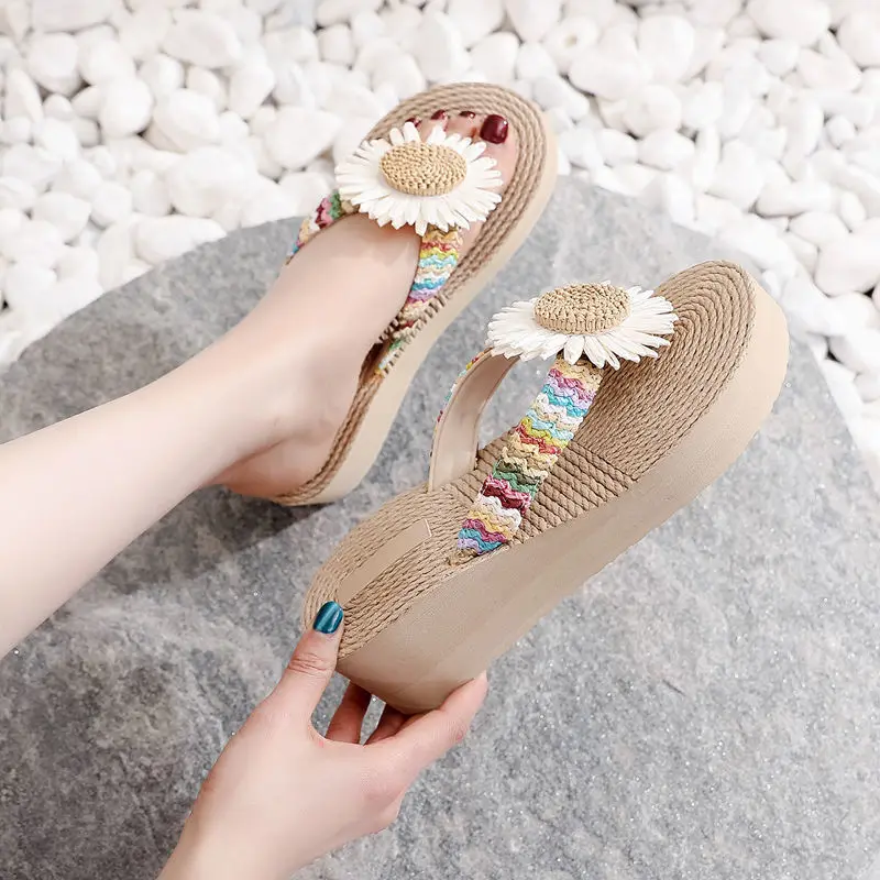 

Women's Flip Flops Wedge Platform Beach Slipper Heeled Sandals Slippers for Women Summer New 2023 Cute Comfortable Fashion Home
