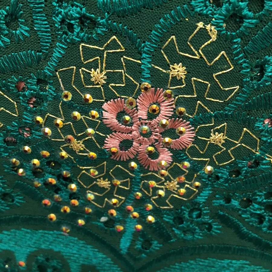 SJD LACE 5 ярдов желтые африканские камни кружевная ткань хлопковая швейцарская