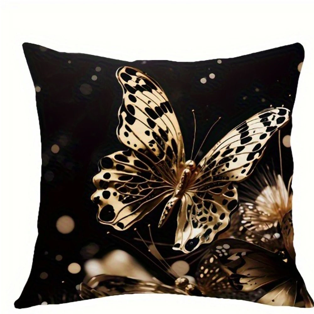 

Декоративная наволочка золотая бабочка полиэстер 40x40 см