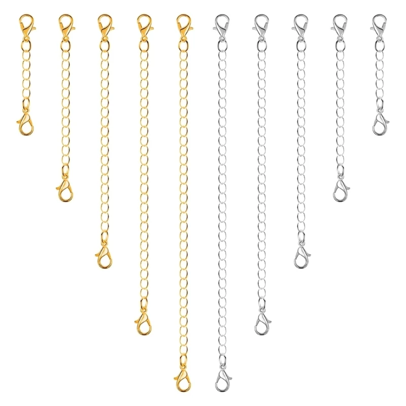

10pcs/lot Stainless Steel Lobster Clasps Extended Extension Tail Chain Connector for Jewelry Making Findings Bracelet Necklace