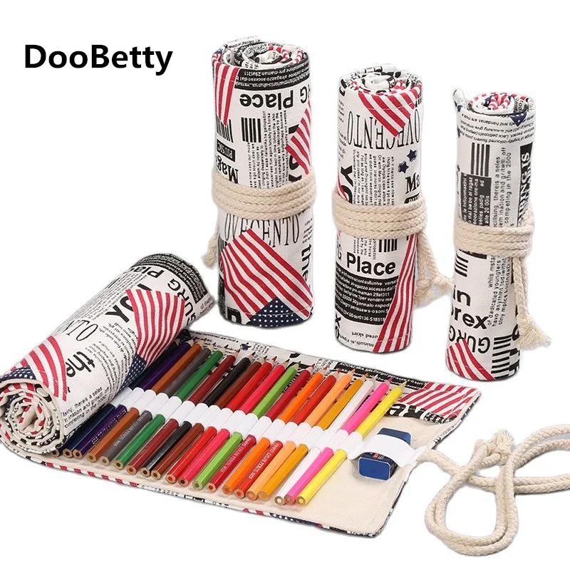 

Colorful Map Cloth Pencil Case Stationery Cosmetic Brush Pencil Storage Bag Pencil Roll for School Supplies Pencil Cases