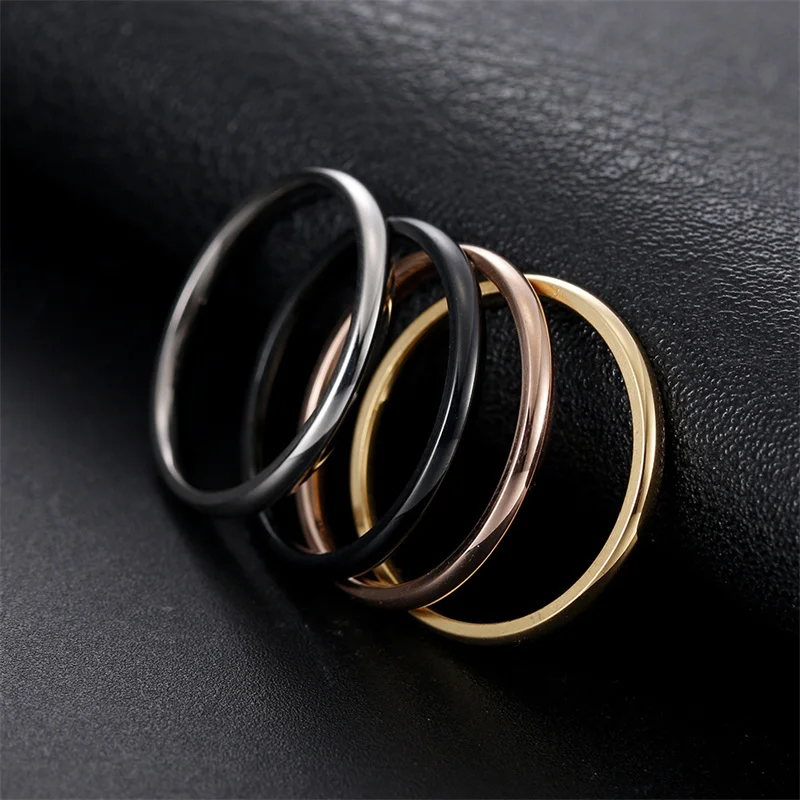 

Popular Jewelry 2mm Wide Ladies Titanium Steel Fingertip Ring Ring Tail Ring Japanese and Korean Style Couple Ring Wholesale