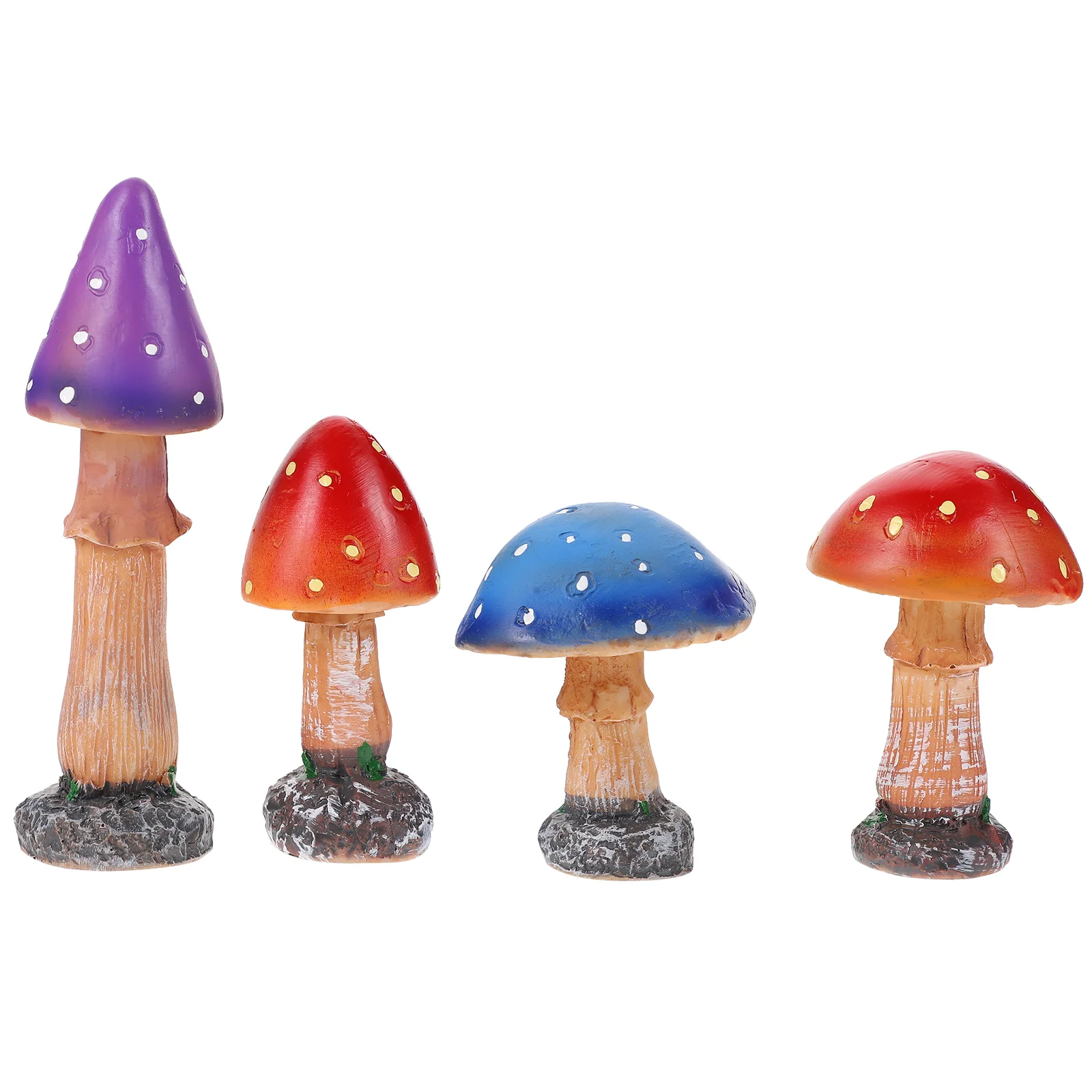 

4pcs Garden Mushroom Ornaments Resin Mixed Color Small Adornments Decors Decorative Supplies