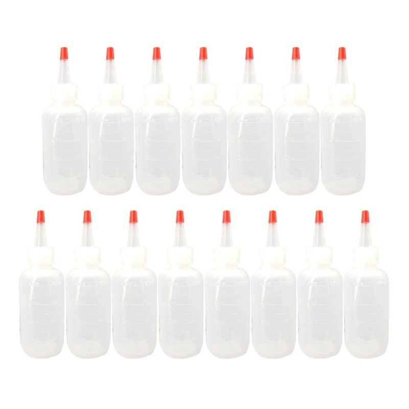

15 упаковок, 4 унции (120 мл), многоцелевые бутылки для дозирования с красными наконечниками, подходят для рукоделия, искусства, клея
