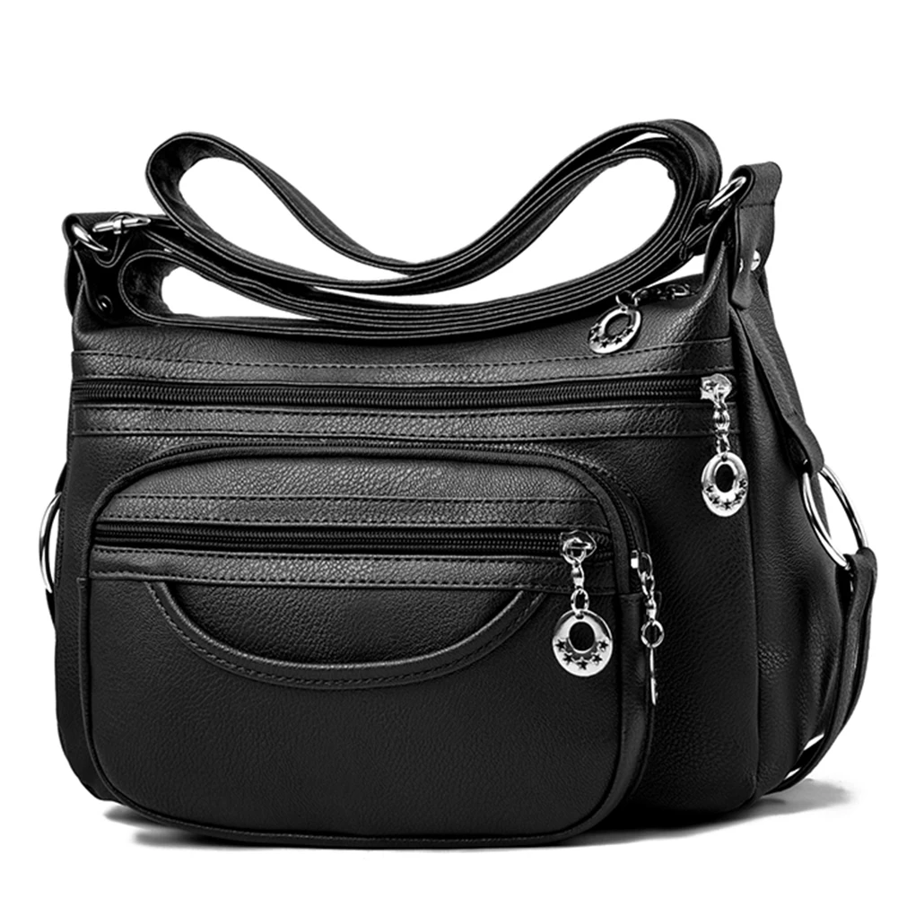

Простая женская сумка-тоут, многослойный Элегантный мягкий кожаный тоут с карманами, Классические Дизайнерские однотонные дамские дорожные портфели на молнии
