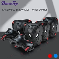 bracetop 6pcsset kid children outdoor sport protective gear knee elbow pad riding wrist guards roller skating safety protection