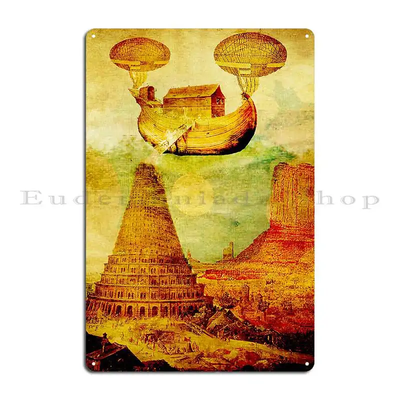 The Noah S Ark Arrives On Tower Of Babel Металлическая табличка Настенный декор на заказ Настенная