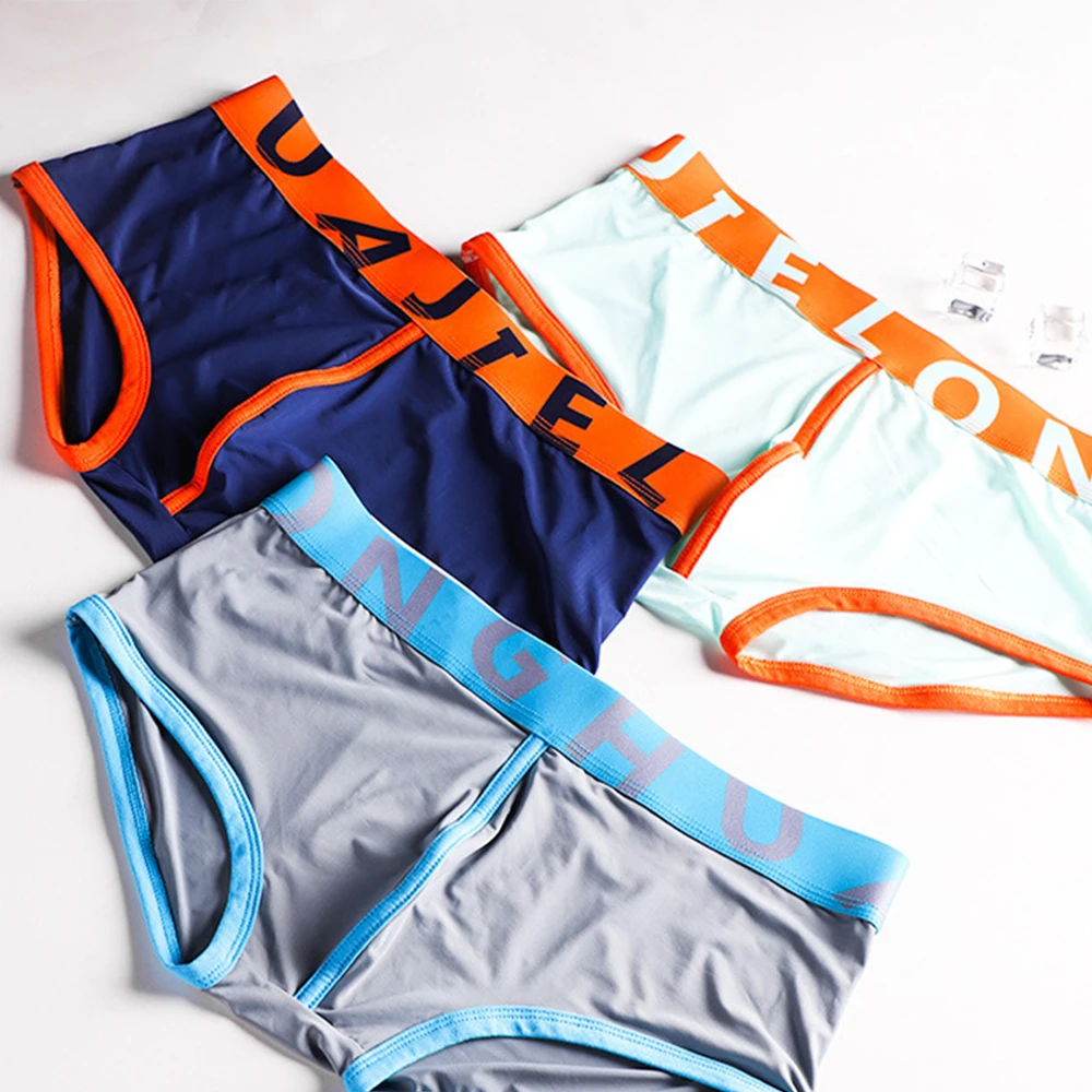 

Men Ice Silk Boxer Briefs Soft Solid Panties Soft Underwear No Trace Shorts Breathable Trunks Sport Style Underpants Siwmwear