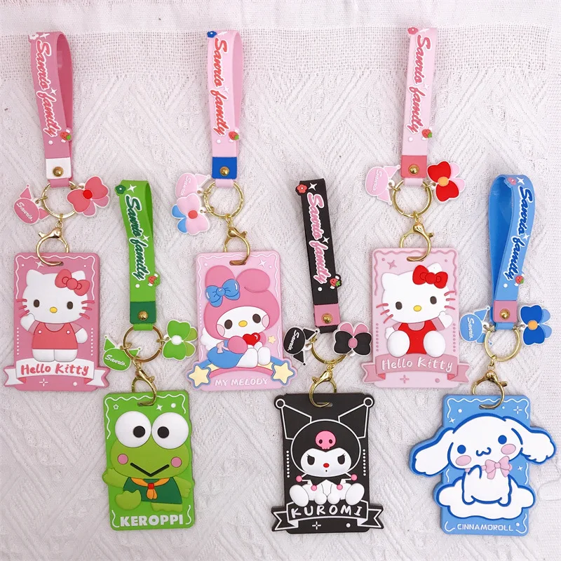 

Sanrio Silicone Card Holder Kawaii Hello Kitty Kuromi Student Creative Id Card Public Transport Card Holder Girl Cute Key Chain