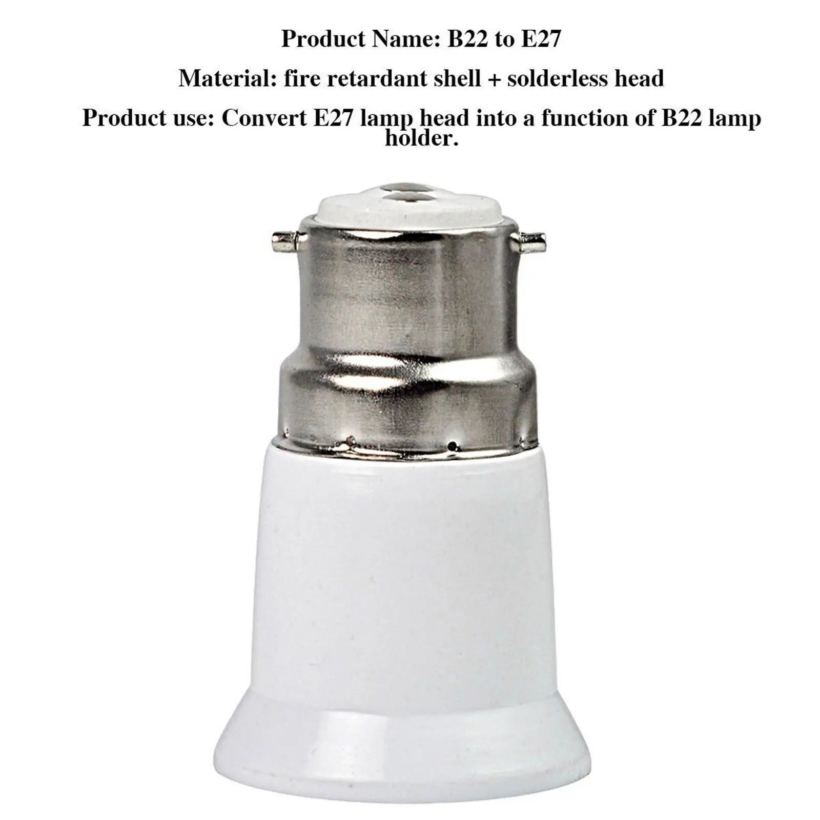 

1pc B22 To E27 Bulb Adapter Fireproof LED CFL Lamp Holder Converter Light Socket Bulb Base Splitter Extension Adapter