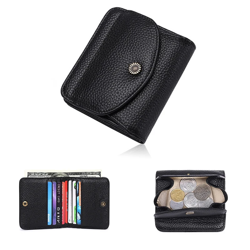 Wallet Women's Short 2023 New RFID Anti-Theft Brush Credit Card Holder Hasp Coin Purses Genuine Leather Wallets women Money Bags