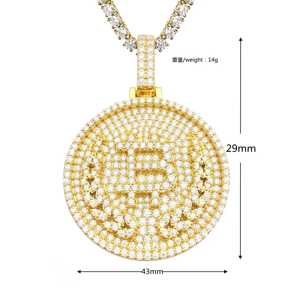 Moissanite S925 Silver Bitcoin Pendant Necklaces For Men Real Diamond Necklace Women Jewelry Pass Tester