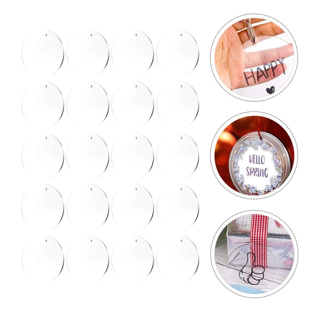

Acrylic Blanks Circle Clear Sheet Discs Keychain Round Transparent Ornaments Sheets Ornament Crafts Painting Holes Diy Rounds