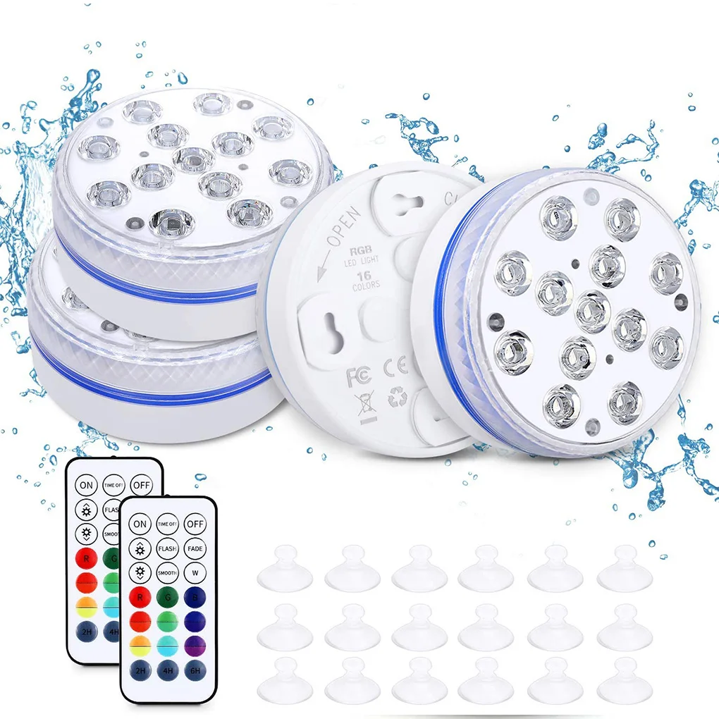 

Updated Submersible LED Lights with Remote Underwater Pool Light IP68 Magnet 13 LED Bright Lamp RGB for Pond/Pool/Aquarium
