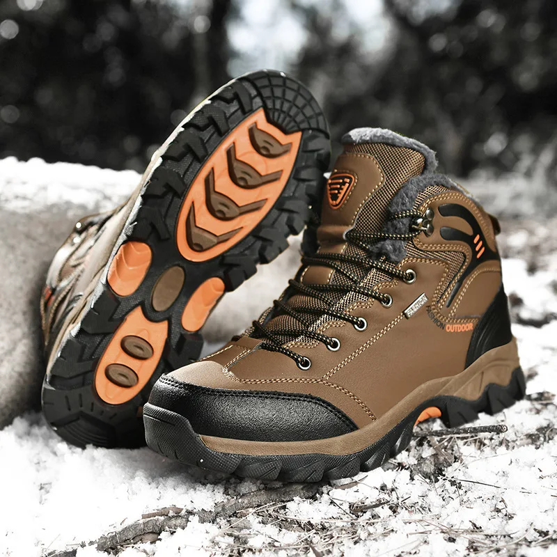 Men's Winter Sneakers 2022 New Plus Velvet Warm Cotton Shoes Trekking Hiking Shoes Camping Outdoor Climbing Male Sneakers