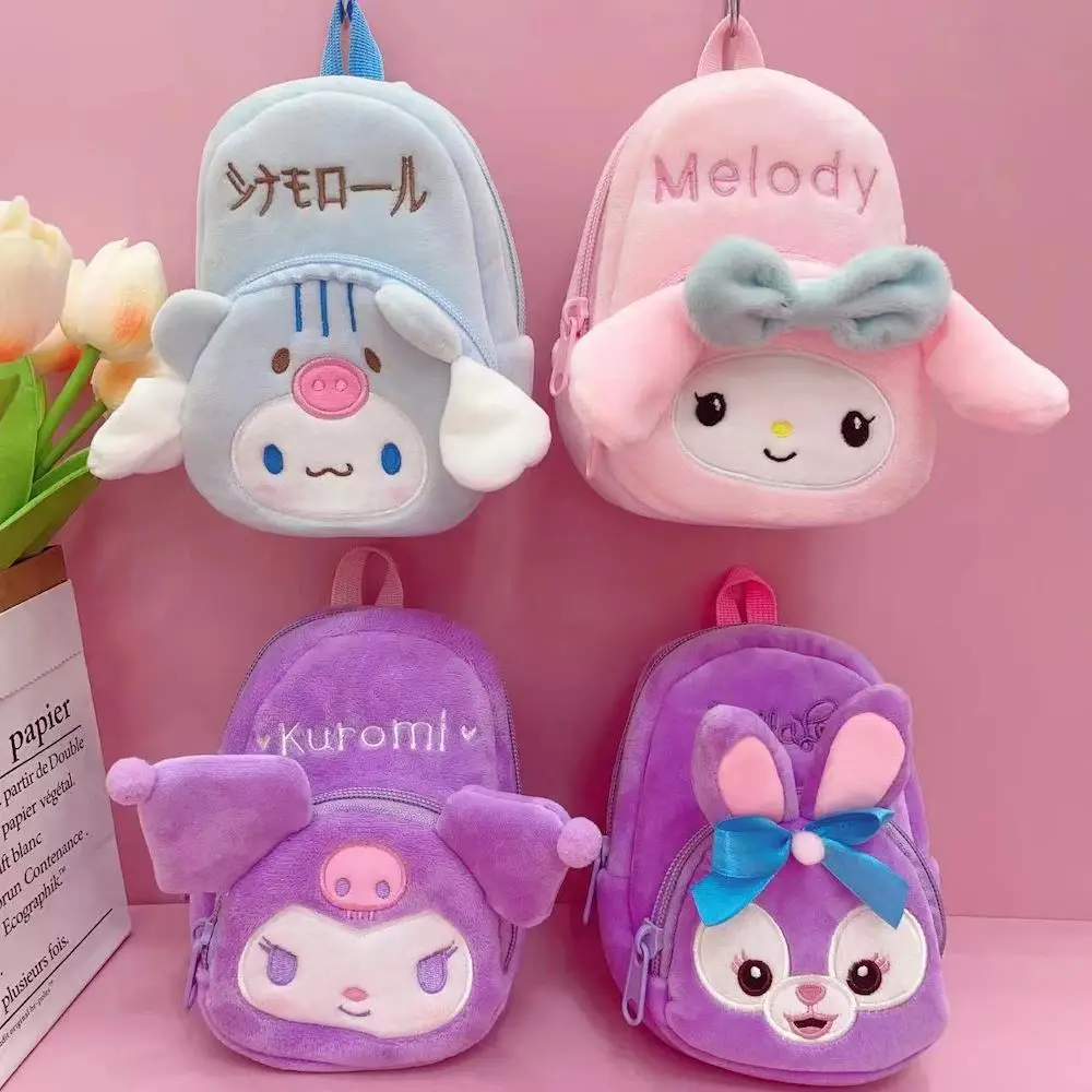 

Sanrio Anime Hello Kitty Kuromi Cinnamoroll Plush Doll Backpack Kawaii Cartoon Storage Bag Kids School Bags Birthday Toys Gift