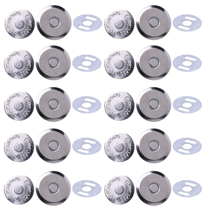 

10 Sets Metal Magnetic Snap Clasps 14mm 16mm For Sewing Purse Handbag Bag Craft