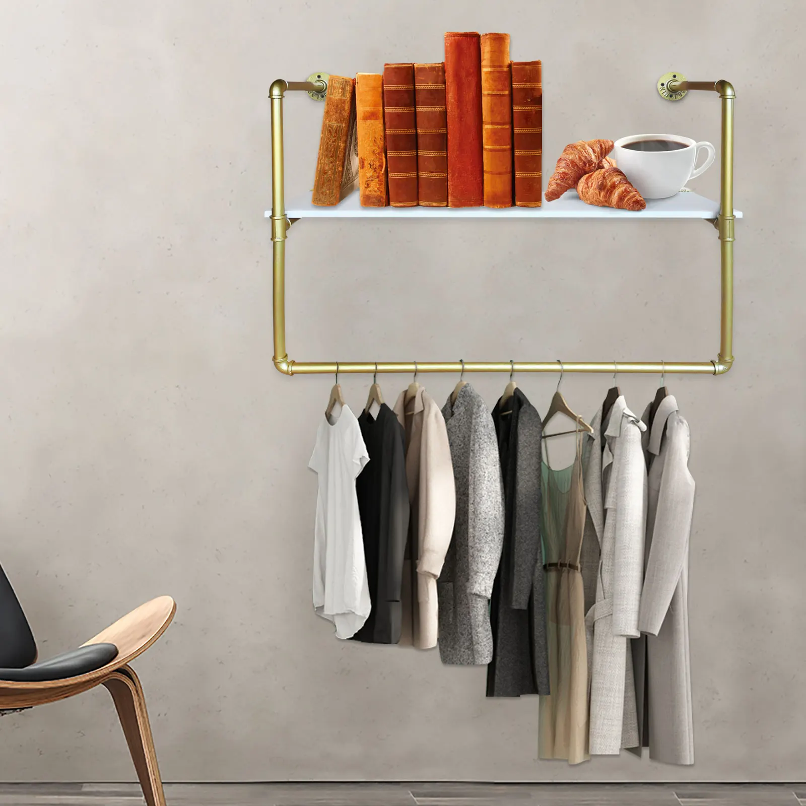 Clothes Rack Wall Mounted Garment Rack Clothes Display Stand For Living Room Clothing Store