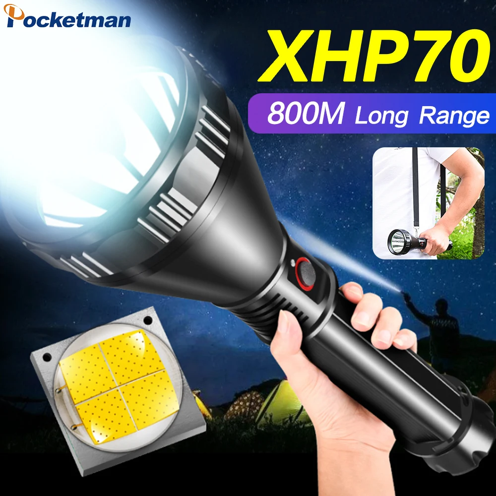 Powerful LED Flashlight Rechargeable 4 Modes Flashlight Long-Range Flashlight Camping Outdoor Adventure Torch including Battery