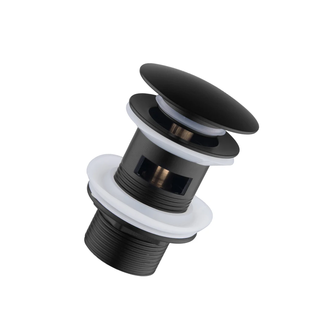 

Matte Black Gold Bathroom Basin Sink Stainless Steel Drain With Overflow Kitchen Bath Drain Stopper with Hole