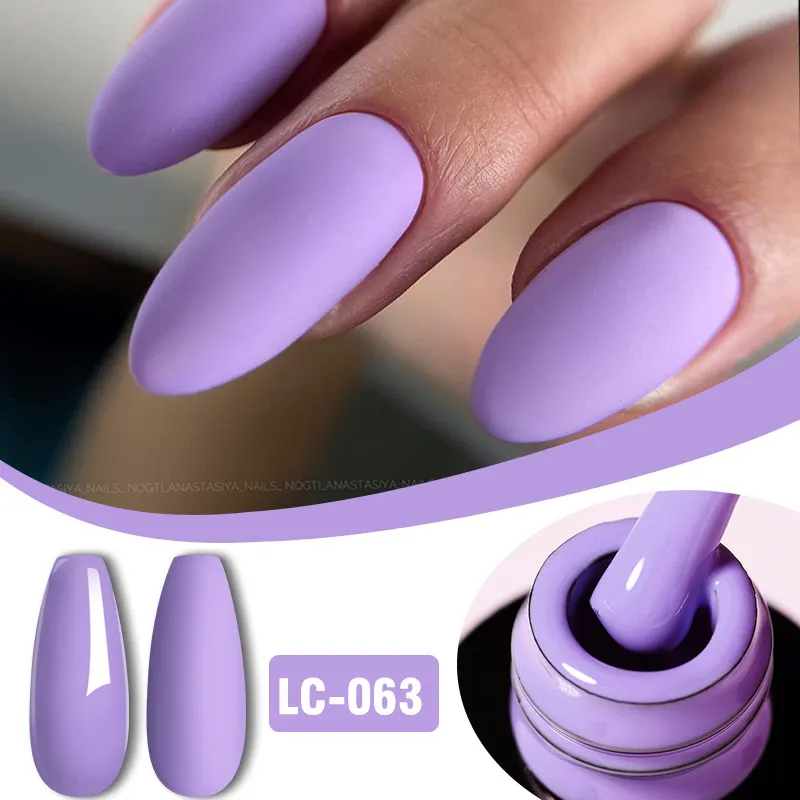 

LILYCUTE Matte Purple Gel Nail Polish Rose Red Color For Fall Decoration Semi Permanent Matte Top Coat Nail Art UV Gel Varnish