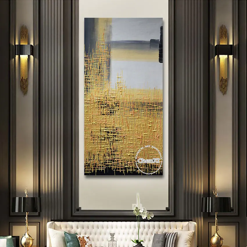 Handpainted Beautiful Yellow Abstract Idea Oil Painting On Canvas Large Contemporary Study Bedroom Decoration Pieces Unframed |